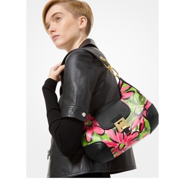 Michael Kors Collection Bancroft Medium Daisy Calf Leather Shoulder Bag - Picture 3 of 9